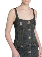 Sleeveless Quilted & Bead-Embellished Dress