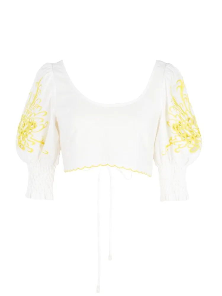 Ellis Embroidered Cropped Blouse