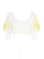 Ellis Embroidered Cropped Blouse