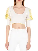 Ellis Embroidered Cropped Blouse