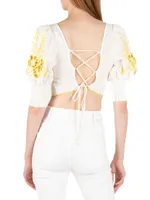 Ellis Embroidered Cropped Blouse