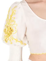 Ellis Embroidered Cropped Blouse