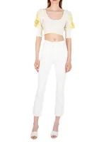 Ellis Embroidered Cropped Blouse