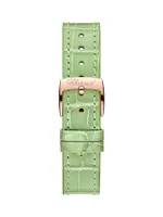 Happy Sport Rose Gold, 1.26 TCW Diamond & Croc-Effect Leather Watch