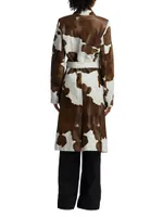 Cowhide Belted Calf Hair Trench Coat
