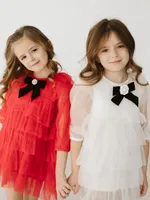 Little Girl's & Bow-Accented Layered Dress