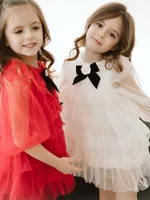 Little Girl's & Bow-Accented Layered Dress