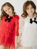 Little Girl's & Bow-Accented Layered Dress