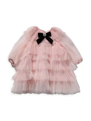 Little Girl's & Bow-Accented Layered Dress