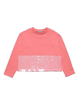 Little Girl's & Girl's Sequined Crewneck Sweatshirt