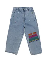 Little Girl's & Girl's Logo Patch & Embellished Jeans