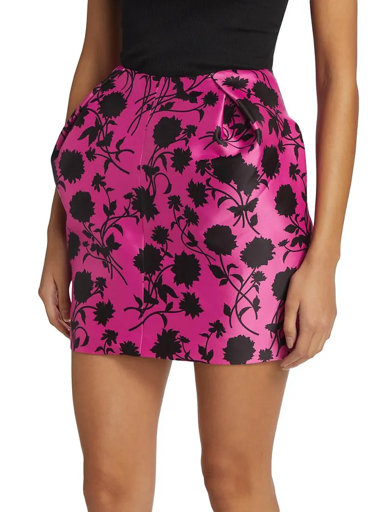 Silhouette Floral Ruched Miniskirt