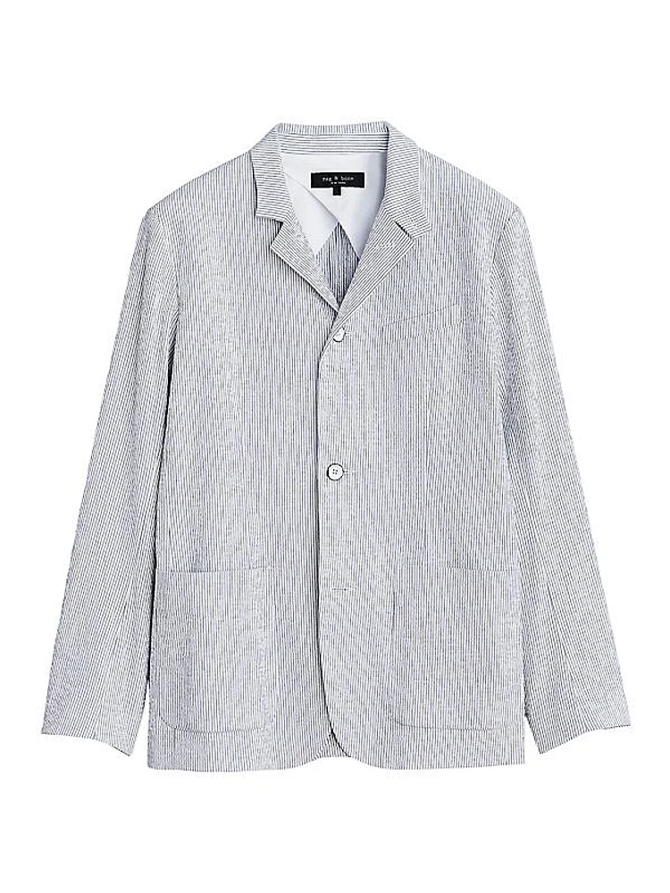 Linden Pinstriped Seersucker Three-Button Blazer