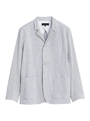 Linden Pinstriped Seersucker Three-Button Blazer