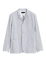 Linden Pinstriped Seersucker Three-Button Blazer