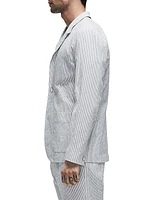 Linden Pinstriped Seersucker Three-Button Blazer