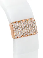 18K Rose Gold, White Ceramic & 1.05 TCW Diamond Stretch Bracelet