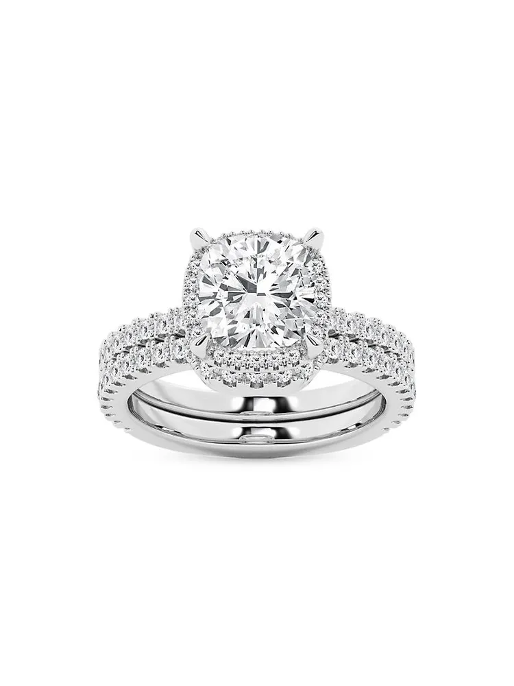 14K White Gold & 3.75 TCW Lab-Grown Diamond 2-Piece Wedding Ring Set