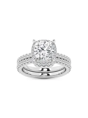 14K White Gold & 3.75 TCW Lab-Grown Diamond 2-Piece Wedding Ring Set