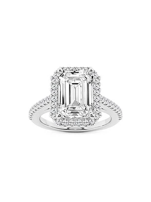 18K White Gold & 3.5 TCW Lab-Grown Diamond Halo Engagement Ring