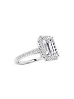 18K White Gold & 3.5 TCW Lab-Grown Diamond Halo Engagement Ring