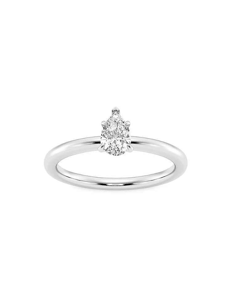 14K White Gold & Pear-Cut Lab-Grown Diamond Solitaire Ring/0.50-5.00 TCW