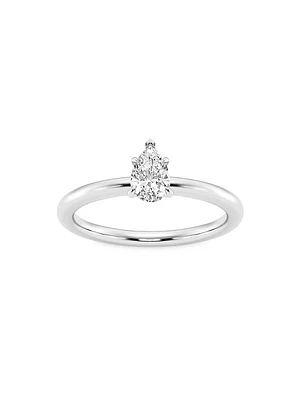 14K White Gold & Pear-Cut Lab-Grown Diamond Solitaire Ring/0.50-5.00 TCW