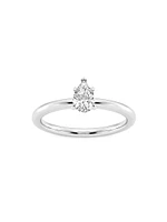 14K White Gold & Pear-Cut Lab-Grown Diamond Solitaire Ring/0.50-5.00 TCW