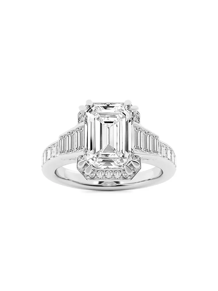 18K White Gold & 3.8 TCW Lab-Grown Diamond Engagement Ring