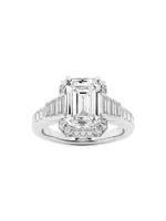 18K White Gold & 3.8 TCW Lab-Grown Diamond Engagement Ring