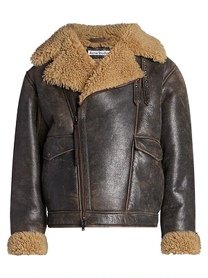 Liana Shearling-Trimmed Leather Jacket