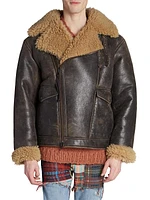 Liana Shearling-Trimmed Leather Jacket