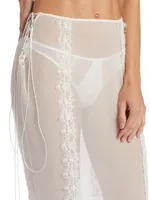 Tresor Lace Stretch-Silk Slip Skirt