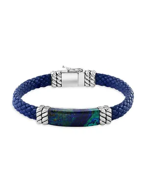 COLLECTION Z6 925 Sterling Silver, Leather & Azurite Bracelet
