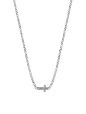 COLLECTION Diamond & 925 Sterling Silver Cross Necklace