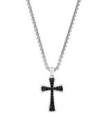 COLLECTION Sterling Silver & Black Sapphire Cross Pendant Necklace