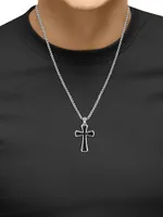 COLLECTION Sterling Silver & Black Sapphire Cross Pendant Necklace