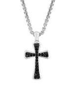 COLLECTION Sterling Silver & Black Sapphire Cross Pendant Necklace