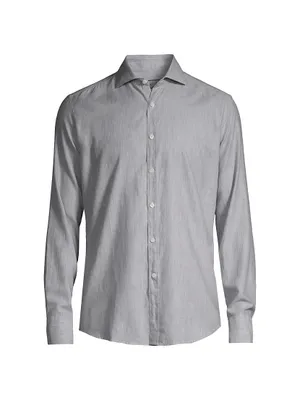 Solid Herringbone Sport Shirt