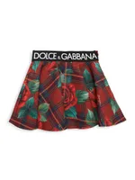 Little Girl's & Scuba Tartan Rose Skirt