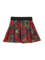 Little Girl's & Scuba Tartan Rose Skirt