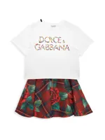 Little Girl's & Scuba Tartan Rose Skirt