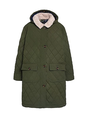 Plus Fox Faux Fur Quilted Coat