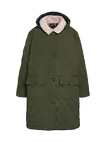 Fox Faux Fur Quilted Coat