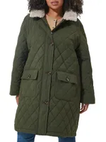 Fox Faux Fur Quilted Coat