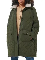 Fox Faux Fur Quilted Coat