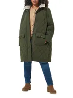 Fox Faux Fur Quilted Coat