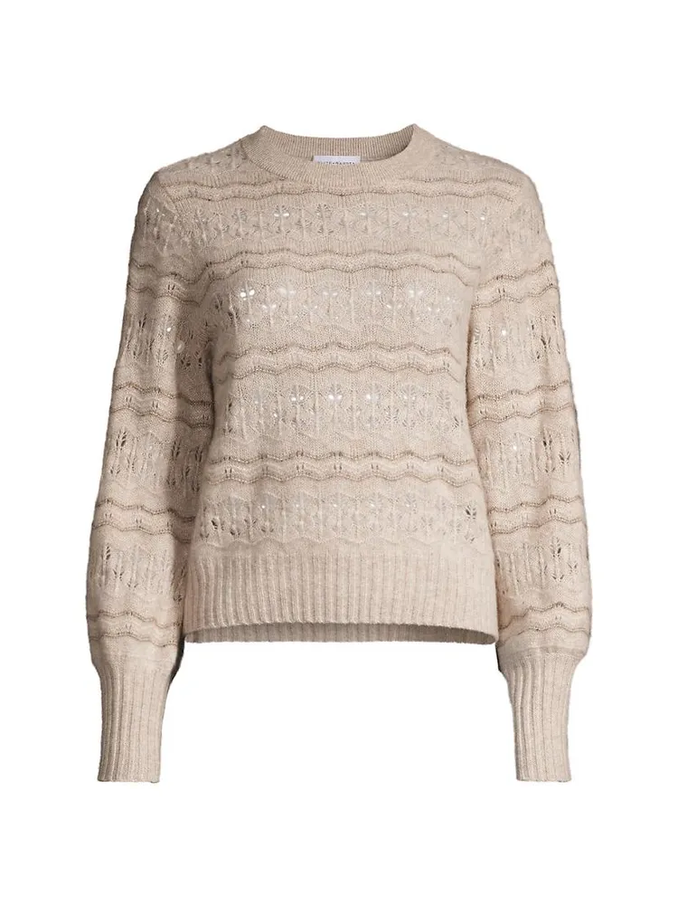 Cashmere Lace Stitch Crewneck Sweater