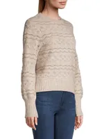 Cashmere Lace Stitch Crewneck Sweater