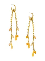 Goldtone & Yellow Jasper Chandelier Earrings